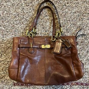 Coach satchel handbag brown leather